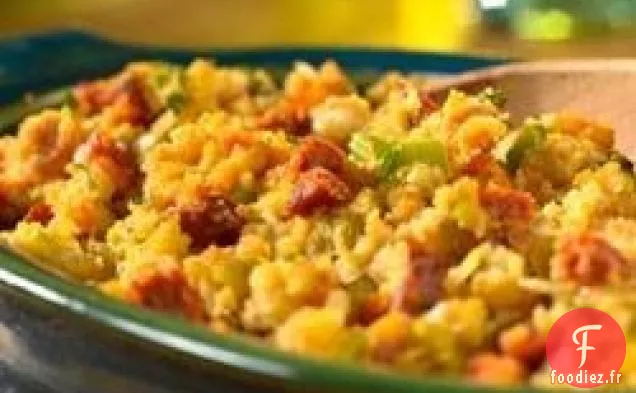 Farce au pain de maïs au chorizo et aux piments