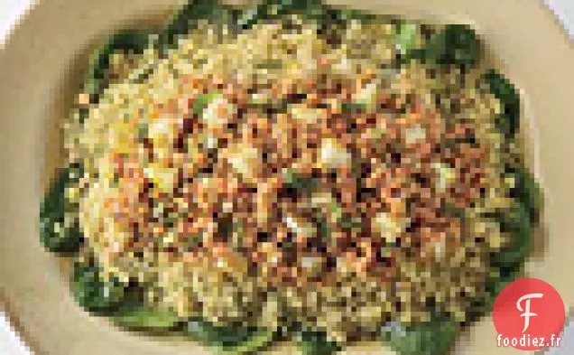 Chou-Rave aux Lentilles Rouges au Curry et Salade de Couscous