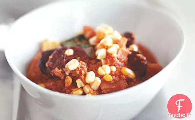Gruau épicé au Chorizo, Poireaux et Maïs