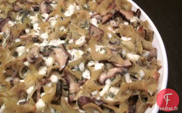Kugel aux Poireaux aux Champignons Salés