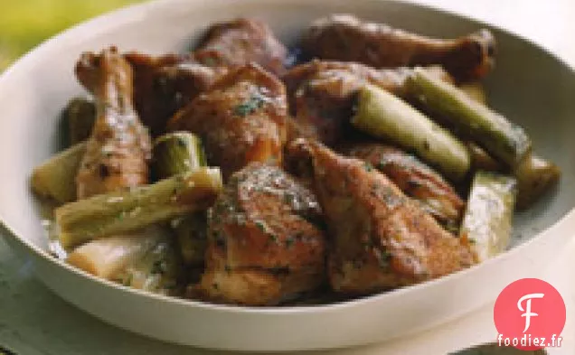 Poulet Et Poireaux À La Crème Fraîche