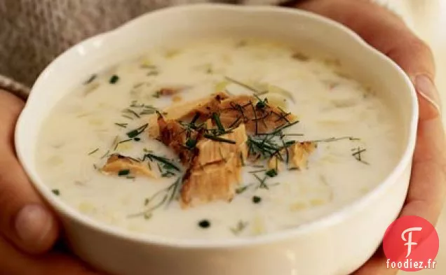 Chaudrée de Poireaux et Fenouil au Saumon Fumé