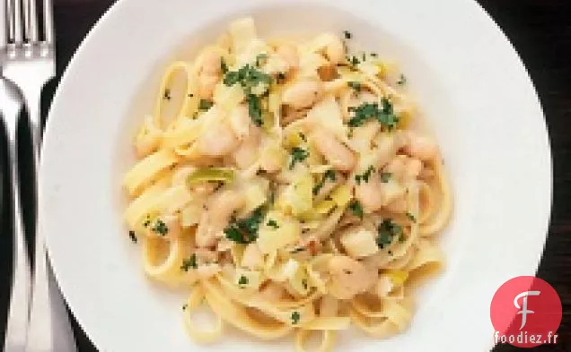 Fettuccine Aux Poireaux Et Haricots Blancs