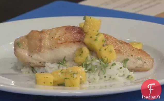 Mahi-Mahi Poêlé avec Sauce à la Mangue et Riz Parfumé