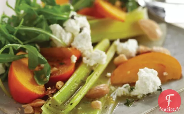 Salade de Poireaux aux Kakis et Amandes