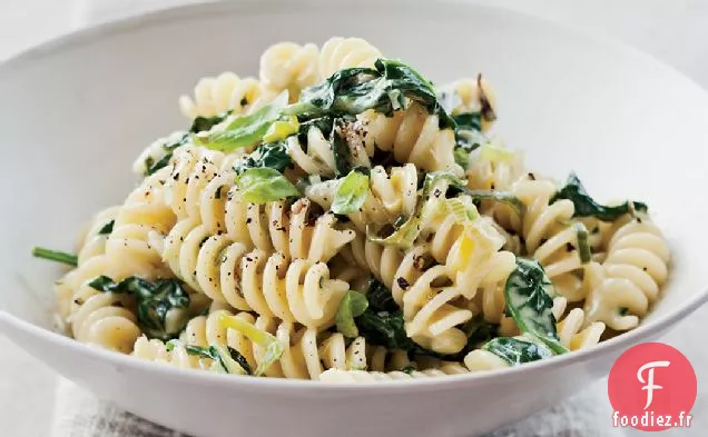 Fusilli aux Poireaux et Épinards à la Crème