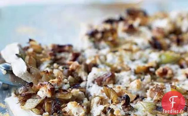 Pizza aux Poireaux, à la Ricotta et aux Noix