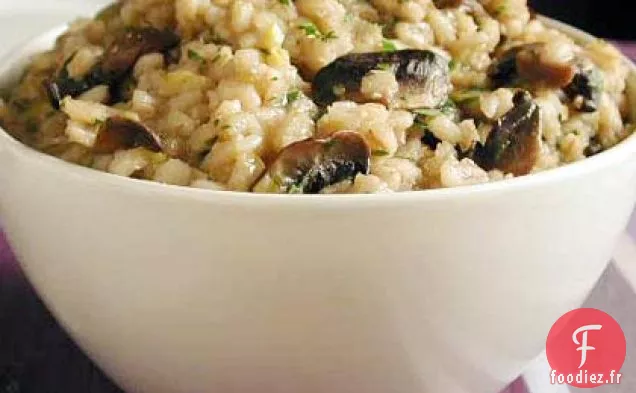 Risotto d'Orge aux Poireaux et Champignons Caramélisés