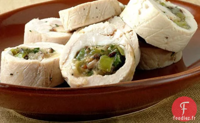 Poulet Farci aux Poireaux, Shiitakes et Mozzarella