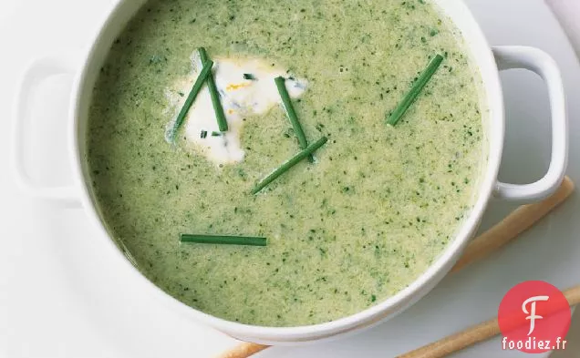 Soupe Brocoli-Poireaux à la Crème Citron-Ciboulette