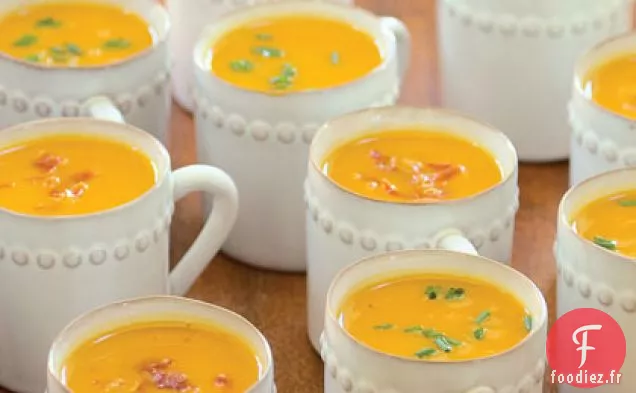 Soupe de Patates Douces aux Chips de Prosciutto
