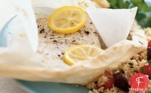 Mahimahi méditerranéen en Parchemin au Couscous