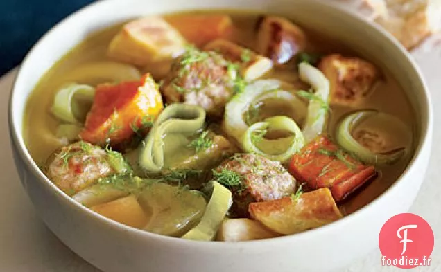 Soupe de Légumes et Boulettes de Viande Caramélisées