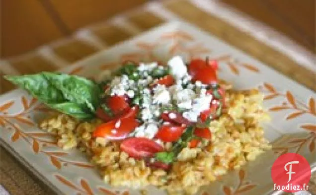 Orzo aux tomates, basilic et gorgonzola