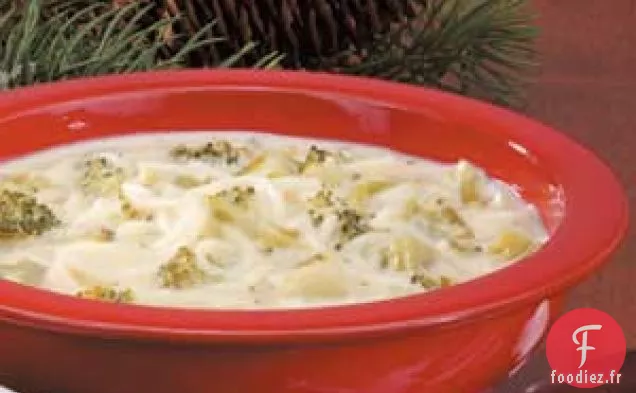 Soupe de nouilles au brocoli et au fromage
