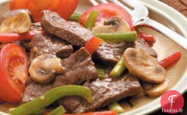 Steak aux champignons et au poivre
