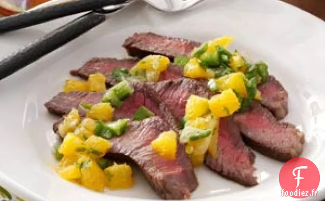 Steak avec salsa aux agrumes
