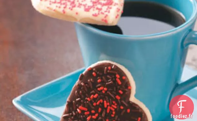 Biscuits cœur glacés au chocolat
