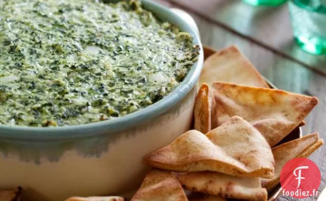 Trempette tiède aux épinards et aux artichauts