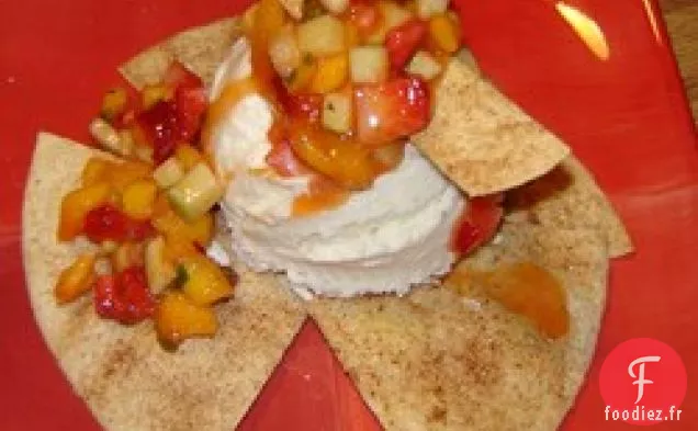 Coupe glacée à la tortilla avec salsa à la mangue et à la menthe