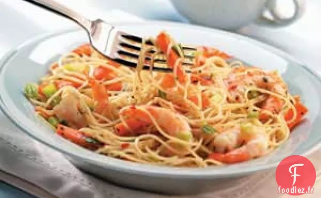 Crevettes et nouilles thaïlandaises