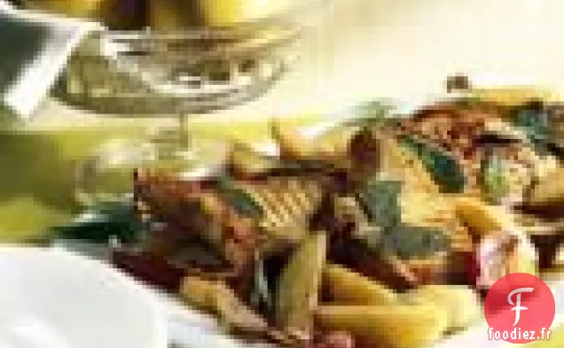 Côtelettes De Porc Grillées, Poires Asiatiques Et Oignons Torpilles