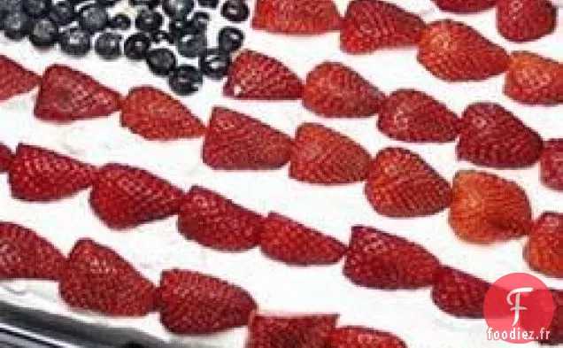 Shortcake aux fraises rouge, blanc et bleu