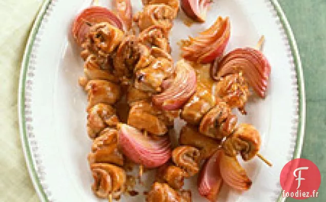 Poulet En Brochette Et Oignon Rouge