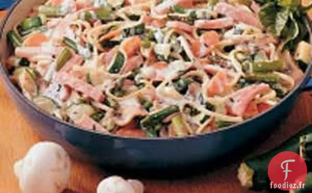 Linguine au jambon et aux légumes