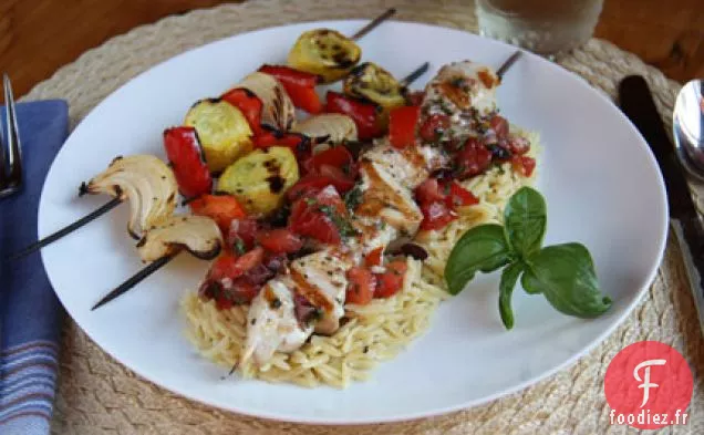 Brochettes De Mahi Mahi Aux Tomates Et À L'Orzo