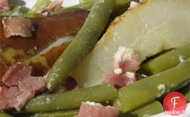 Haricots verts et poires au bacon