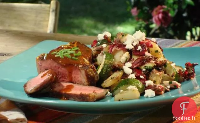 Côtelettes d'agneau grillées avec sauce barbecue à la moutarde