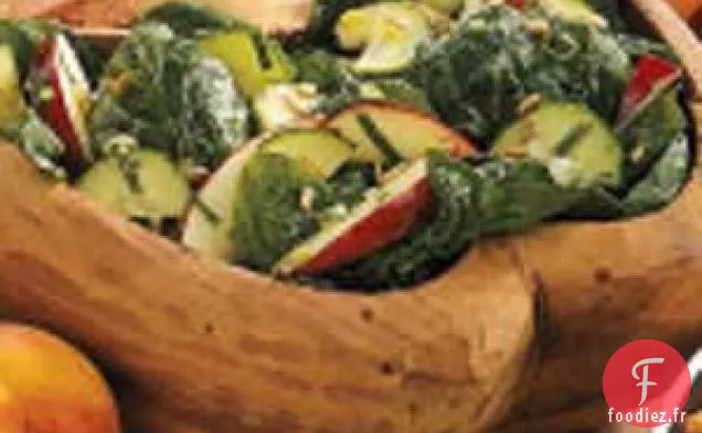Salade d'épinards, pommes, menthe