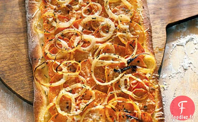 Pizza à la Patate Douce à l'Oignon et au Romarin