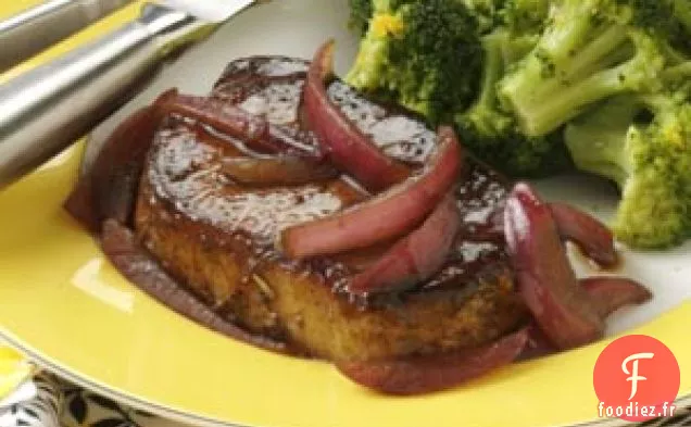 Côtelettes de porc glacées au balsamique