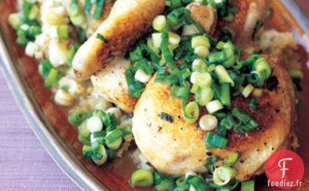 Poulet Braisé À La Purée D'Oignons Verts