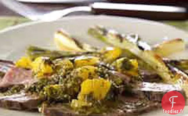 Steak Grillé et Oignons Verts