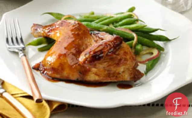 Poule de Cornouailles glacée à l'acajou