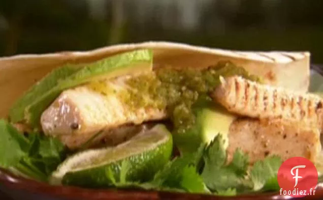 Fajitas de Poisson avec Salsa Verte épicée