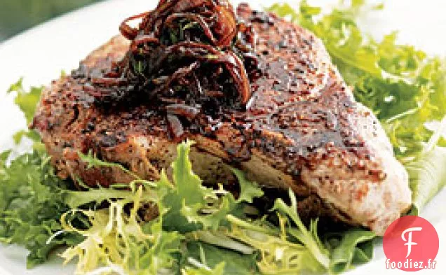 Côtelettes De Porc Sautées Aux Oignons Balsamiques