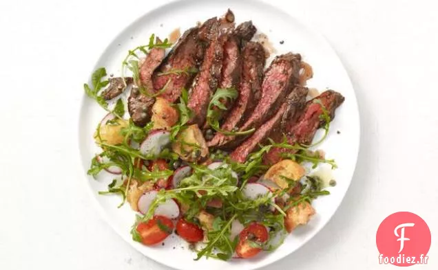 Steak de jupe avec salade de roquette