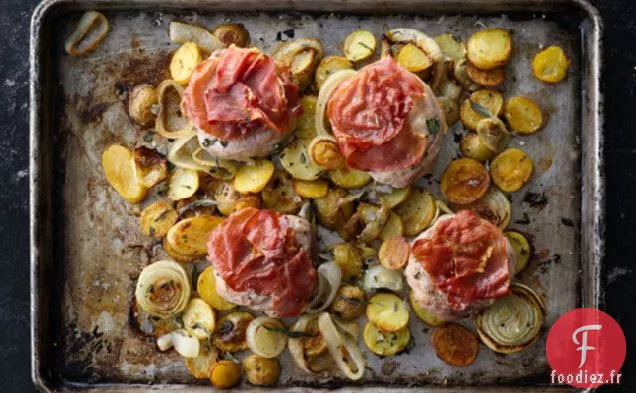 Saltimbocca De Porc Aux Oignons Rôtis Et Pommes De Terre