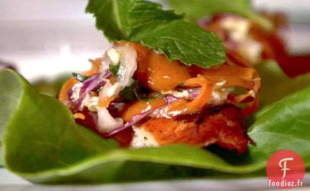Brochettes de poulet marinées au Yucatan avec sauce taupe au chili rouge aux arachides