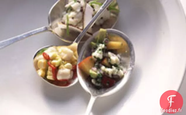 Seviche Fluke Au Maïs, Oignons Verts Et Piments