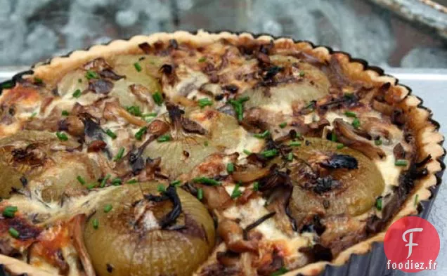 Tarte Aux Cipollini Et Aux Champignons