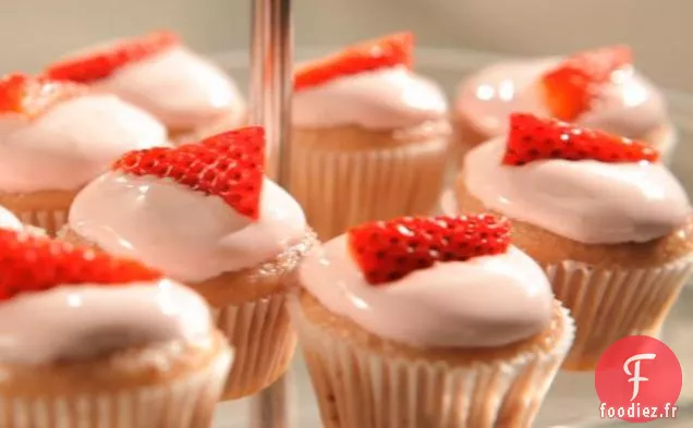 Cupcakes aux fraises rougissants