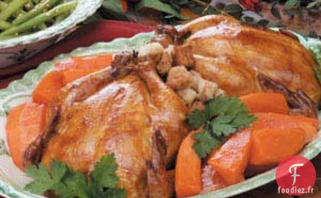 Poules de Cornouailles farcies glacées