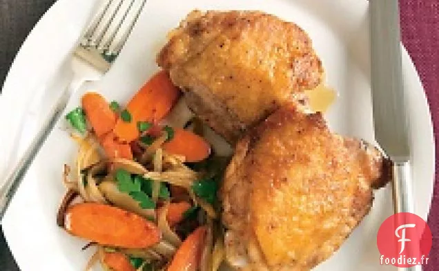 Poulet Poêlé À L'Échalote Et Aux Carottes