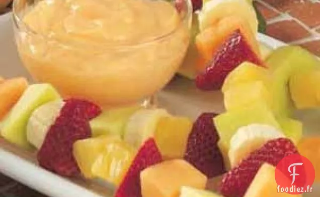 Brochettes de fruits avec trempette aux agrumes