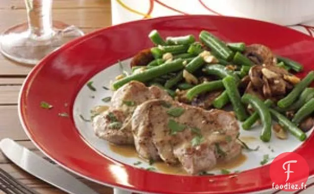 Haricots verts et champignons aux noix de cajou
